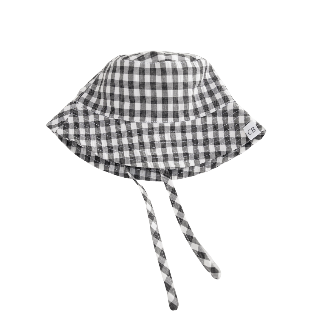 CINNAMON BABY GINGHAM BUCKET HAT - BLACK