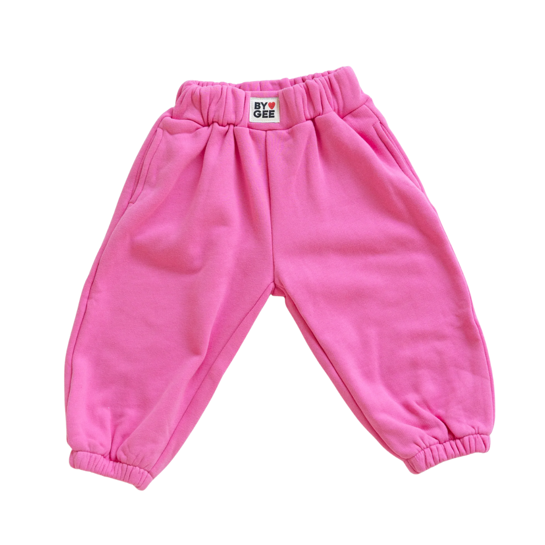 BY GEE COTTON WIDE LEG SWEATPANT - PEONY