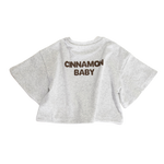 CINNAMON BABY PUFF OVERSIZED TEE - GREY MARLE