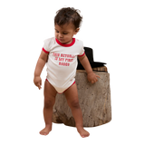 RINGERS WESTERN FIRST RODEO BABY SHORT SLEEVE ROMPER - OFF WHITE / RED
