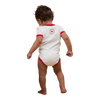 RINGERS WESTERN FIRST RODEO BABY SHORT SLEEVE ROMPER - OFF WHITE / RED