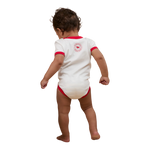 RINGERS WESTERN FIRST RODEO BABY SHORT SLEEVE ROMPER - OFF WHITE / RED