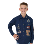 RINGERS WESTERN FREEHAND KIDS FULL BUTTON WORK SHIRT - NAVY