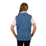 RINGERS WESTERN RUBY DENIM SHERPA VEST - MID WASH BLUE
