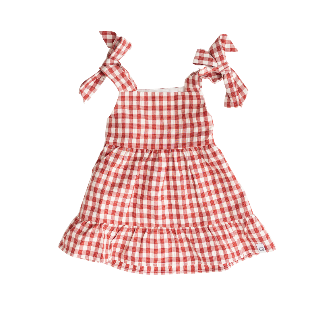 CINNAMON BABY CRIMSON GINGHAM DRESS