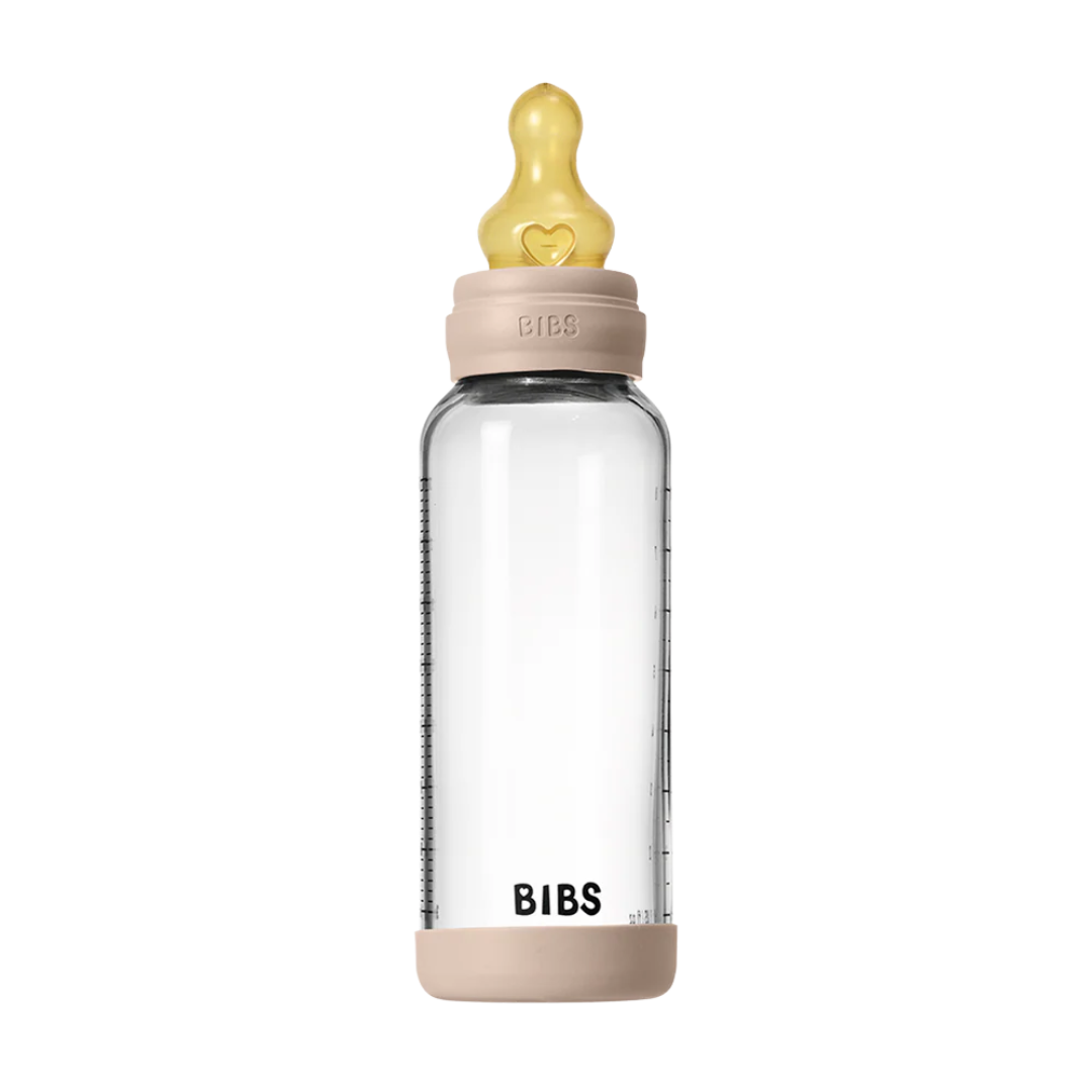 BIBS GLASS BABY BOTTLE COMPLETE SET LATEX - BLUSH