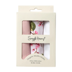 SNUGGLE HUNNY SMALL MUSLIN CLOTHS 3 PACK - CHERRY BLOSSOM/MILK/FAIRYTALE