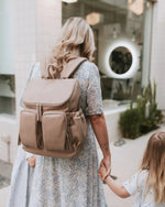 OIOI SIGNATURE NAPPY BACKPACK - OAT  DIMPLE FAUX LEATHER
