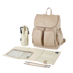 OIOI SIGNATURE NAPPY BACKPACK - OAT  DIMPLE FAUX LEATHER