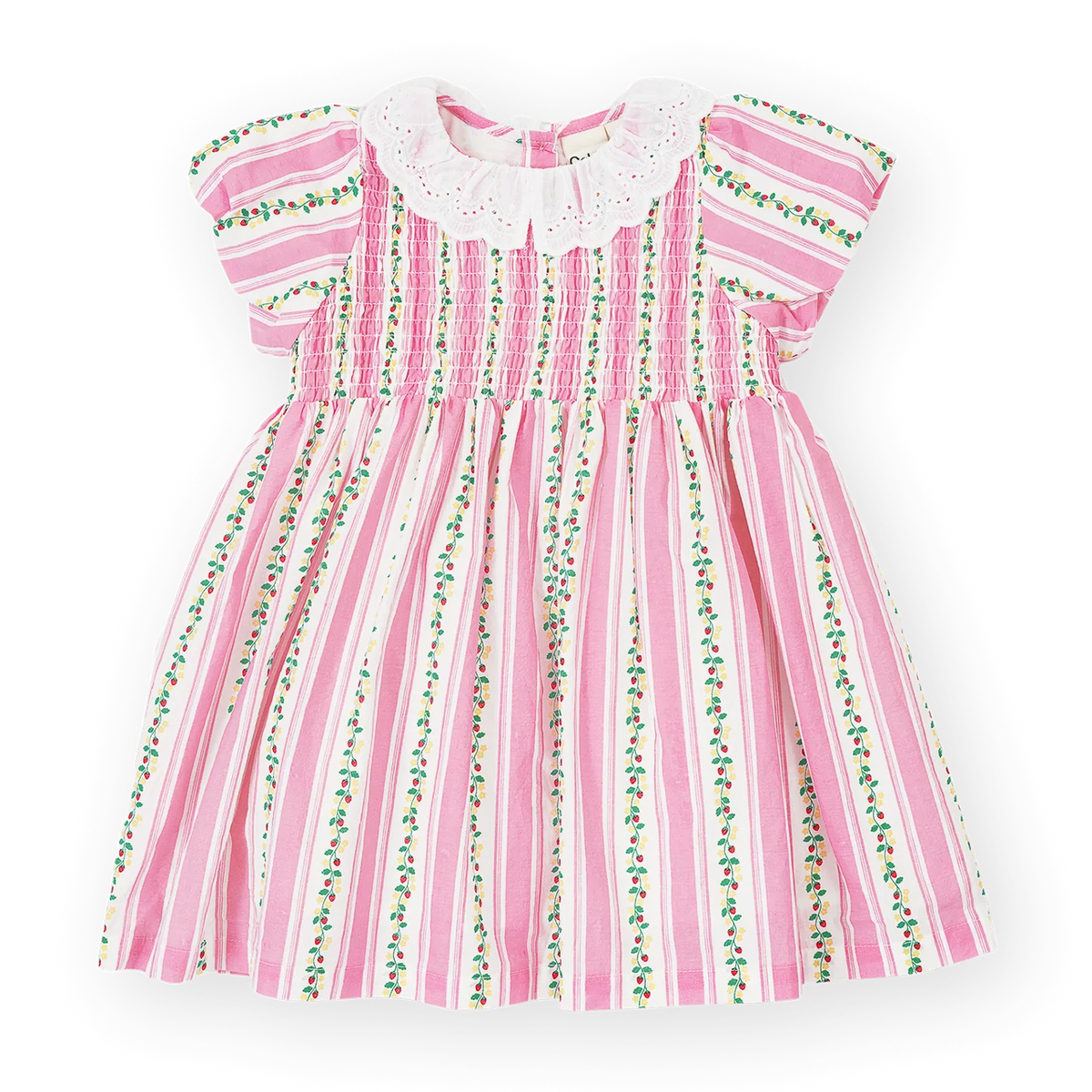 GOLDIE + ACE ANTIQUE STRIPE STRAWBERRY FLO SMOCKED DRESS