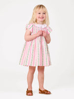 GOLDIE + ACE ANTIQUE STRIPE STRAWBERRY FLO SMOCKED DRESS