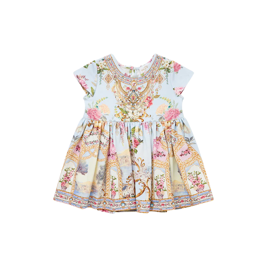 CAMILLA BABIES TEE DRESS WITH GATHERED SKIRT - TILED IN TIME