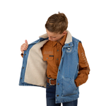 RINGERS WESTERN RUBY DENIM SHERPA VEST - MID WASH BLUE