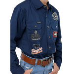 RINGERS WESTERN FREEHAND KIDS FULL BUTTON WORK SHIRT - NAVY