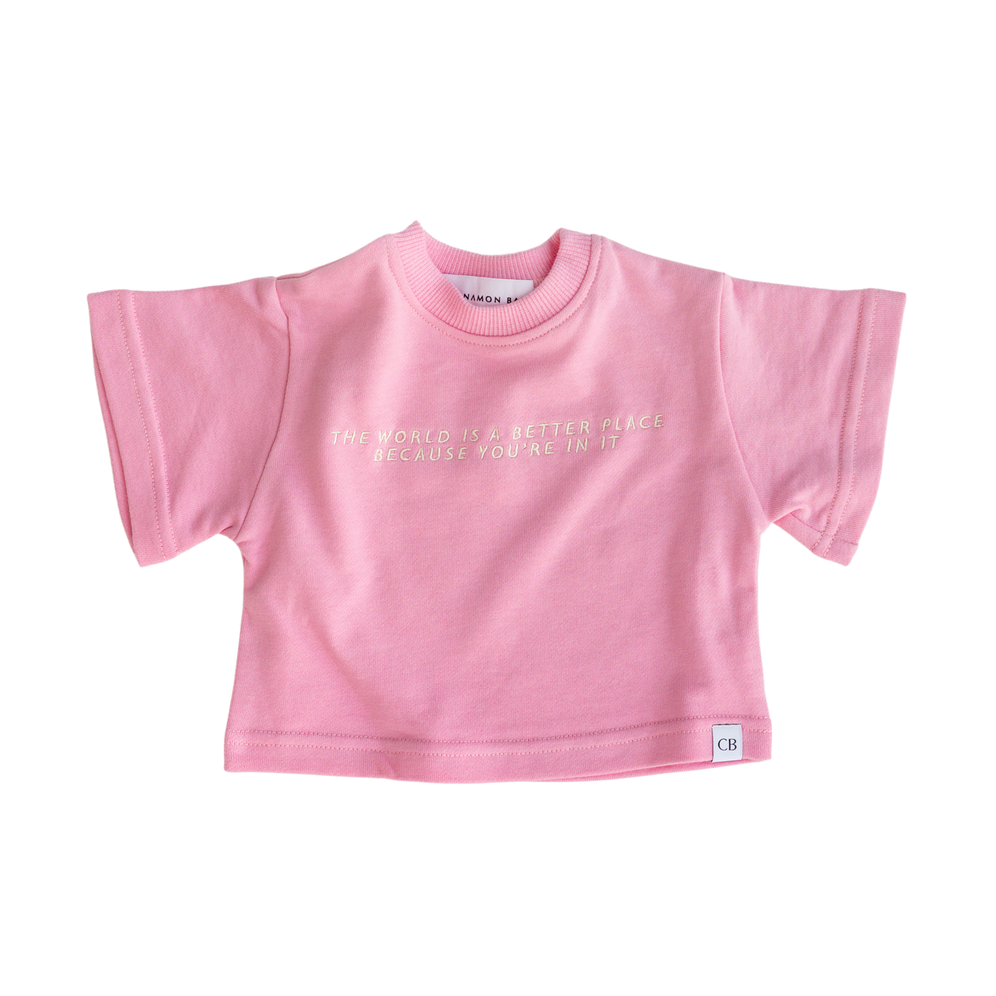 CINNAMON BABY BETTER WORLD TEE - BUBBLEGUM