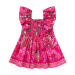 CAMILLA BABIES FLARED DRESS WITH FRILLED SHOULDER - FLAMENCO ROSE FLAMROSE