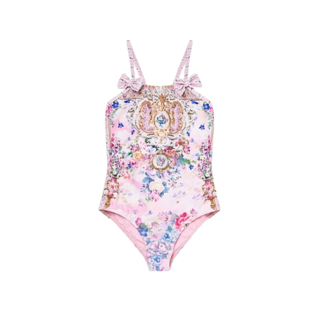 CAMILLA KIDS STRAIGHT NECK ONE PIECE WITH BOWS - PALATIAL PASTELS