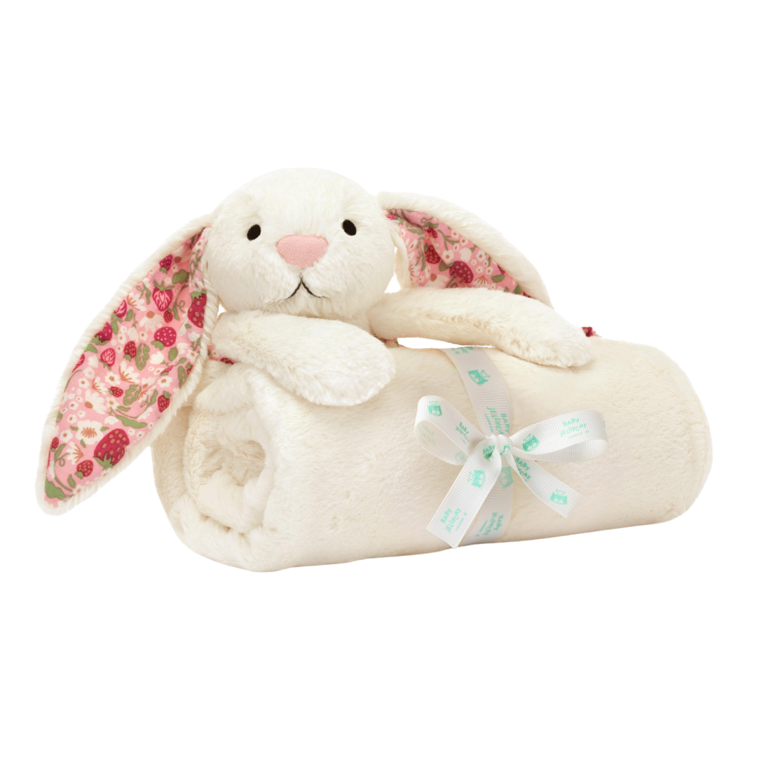 JELLYCAT BLOSSOM CREAM BUNNY BERRY BLANKIE