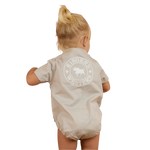 RINGERS WESTERN BABIES  SHORT SLEEVE WORK SHIRT ROMPER - BEIGE