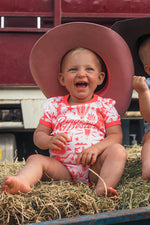 RINGERS BOOT SCOOTIN BABIES SHORT SLEEVE ROMPER - BARELY PINK