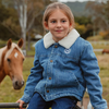 RINGERS WESTERN BOSTON KIDS DENIM JACKET - MID WASH BLUE