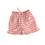 CINNAMON BABY CRIMSON GINGHAM FRILL SHORTS