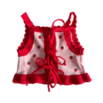POSS & SOSS TIE UP VEST - STRAWBERRY FIELDS
