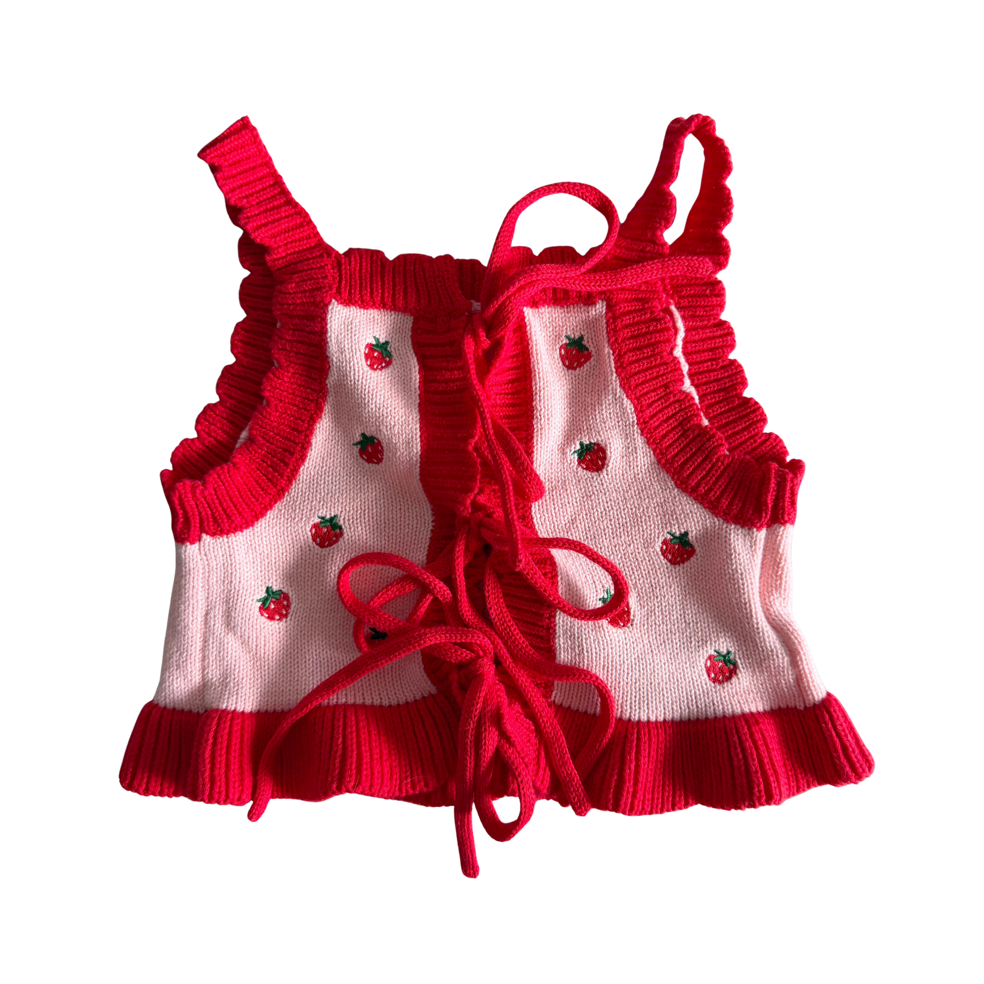 POSS & SOSS TIE UP VEST - STRAWBERRY FIELDS
