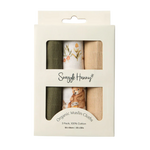 SNUGGLE HUNNY SMALL MUSLIN CLOTHS 3 PACK - BEARS/OLIVE/PEBBLE