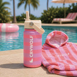 CRYWOLF DRINK BOTTLE 360ML - FLAMINGO STRIPE