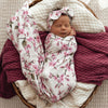 SNUGGLE HUNNY CHERRY BLOSSOM JERSEY WRAP & TOPKNOT SET