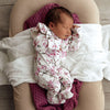 SNUGGLE HUNNY CHERRY BLOSSOM SLEEPSUIT ZIP FOOTIE WITH FRILL