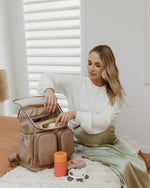 OIOI SIGNATURE NAPPY BACKPACK - OAT  DIMPLE FAUX LEATHER