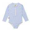 CRYWOLF LONG SLEEVE SWIMSUIT SKY BLUE STRIPE