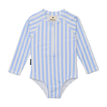 CRYWOLF LONG SLEEVE SWIMSUIT SKY BLUE STRIPE