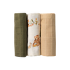 SNUGGLE HUNNY SMALL MUSLIN CLOTHS 3 PACK - BEARS/OLIVE/PEBBLE