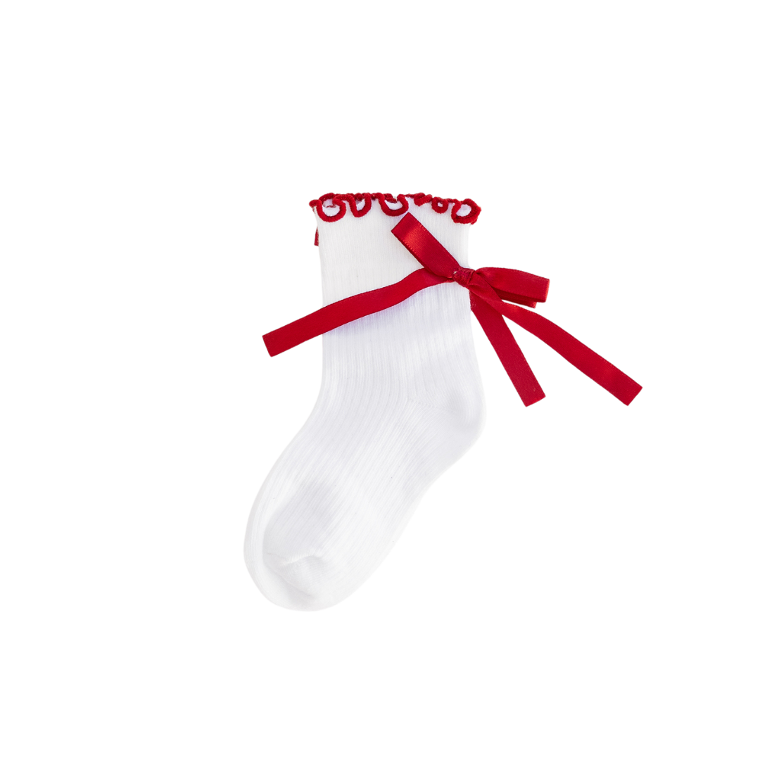 CINNAMON BABY CRIMSON BOW SOCKS