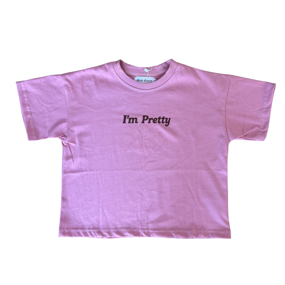 DEAR DARCY I'M PRETTY TEE - PINK & BROWN