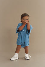 CINNAMON BABY TERRY TRACK T-SHIRT ROMPER - STORM