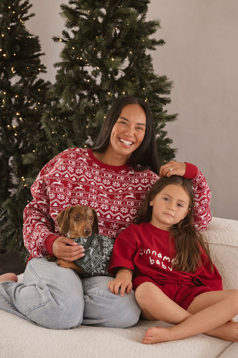 CINNAMON BABY ADULT CHRISTMAS SWEATER - RED