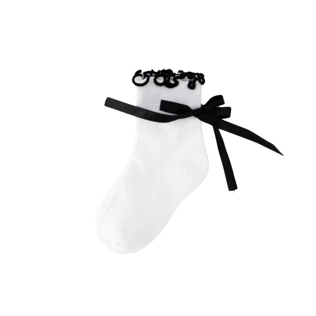 CINNAMON BABY BLACK BOW SOCKS