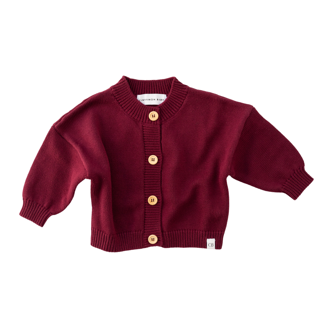 CINNAMON BABY POMEGRANATE KNITTED CARDIGAN