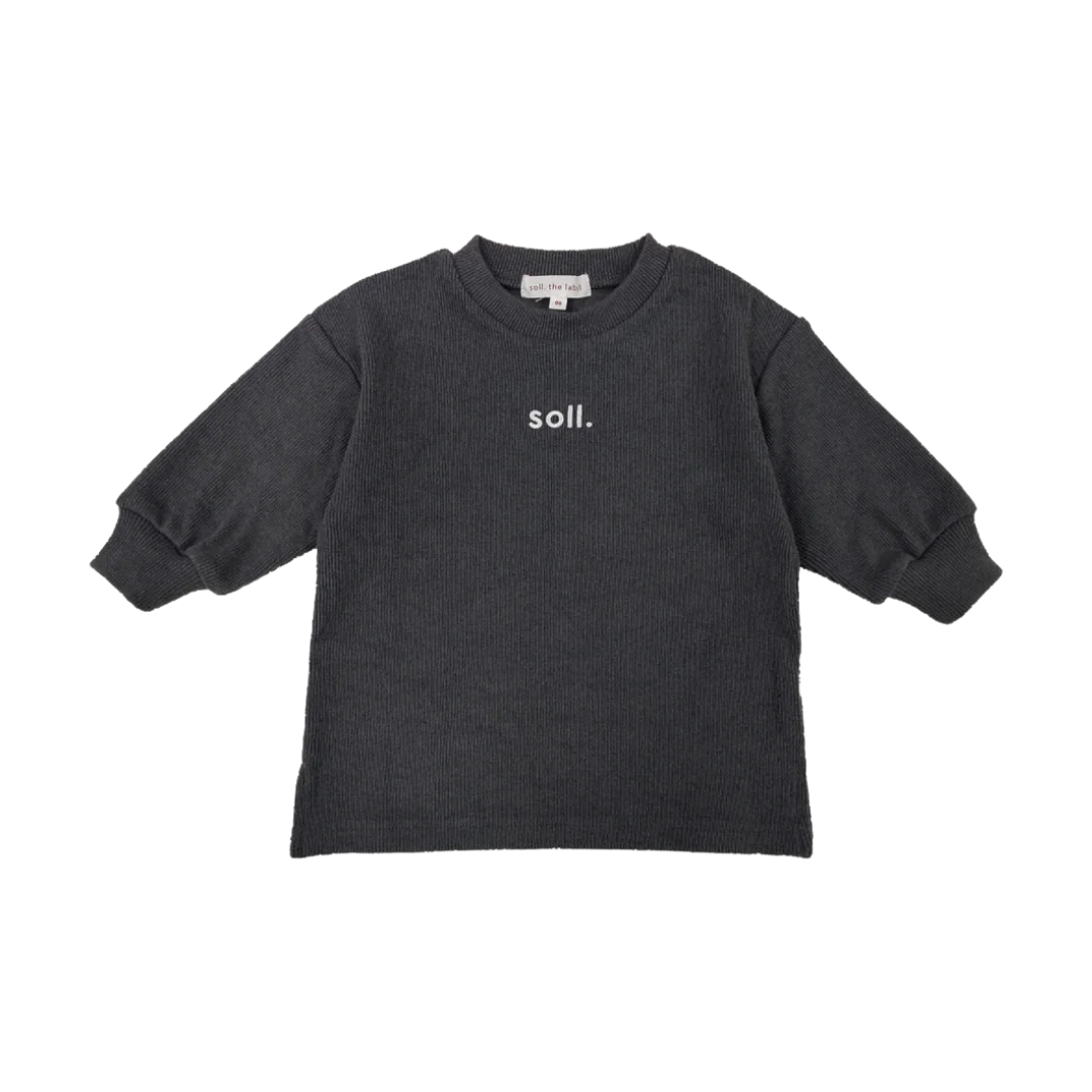 SOLL RIBBED LONG SLEEVE - CHARCOAL