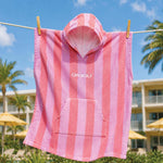 CRYWOLF HOODED TOWEL - FLAMINGO STRIPE