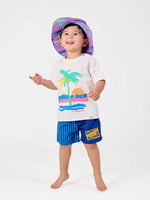 GOLDIE + ACE STRIPE PANEL BOARD SHORTS - BLUE