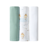 SNUGGLE HUNNY LARGE MUSLIN WRAPS 3 PACK - DUCK POND/SAGE/MILK
