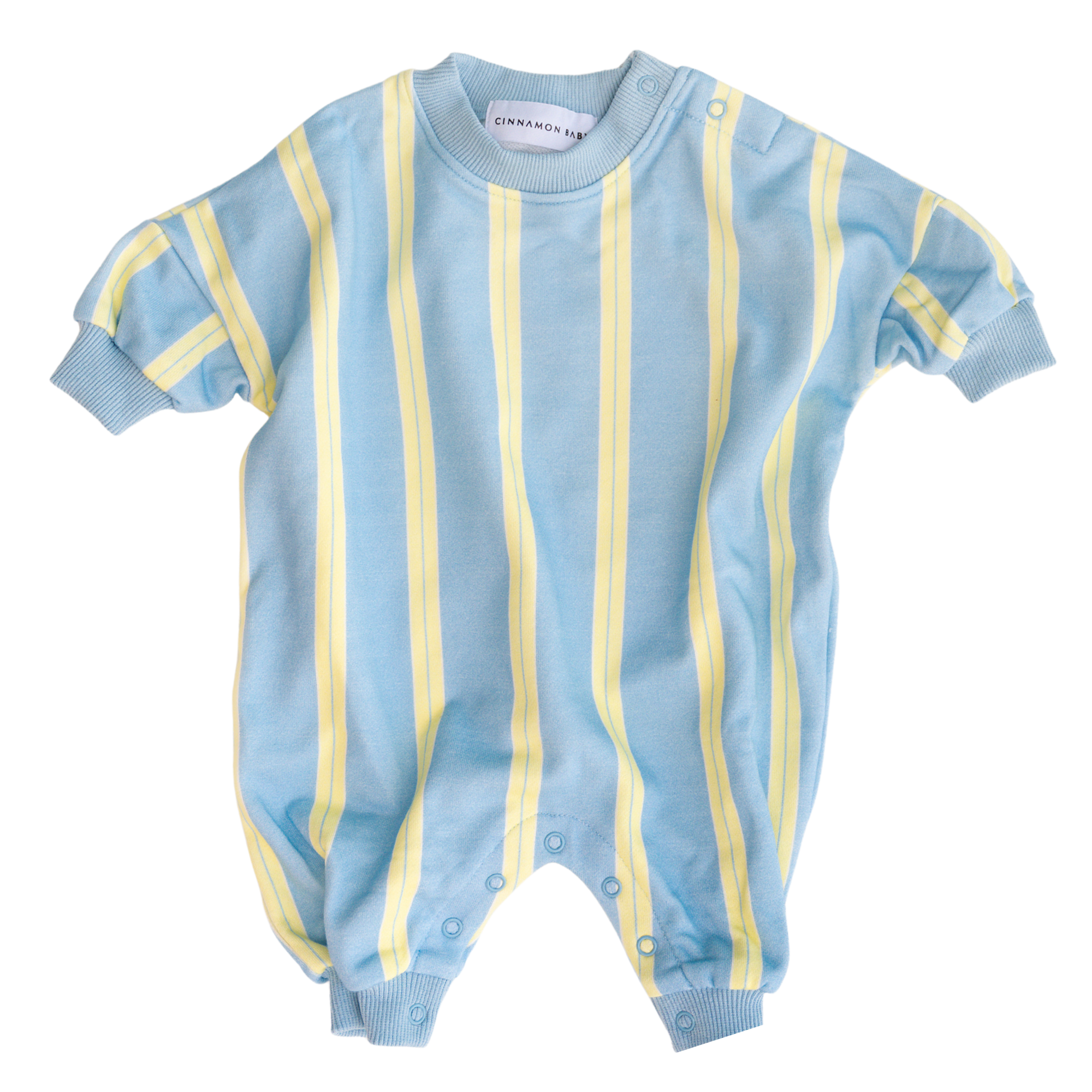CINNAMON BABY PRISM STRIPE LOUNGE SUIT - SKY BLUE / LEMON LIME
