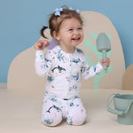 SNUGGLE HUNNY OCEAN SLEEPSUIT ZIP FOOTIE