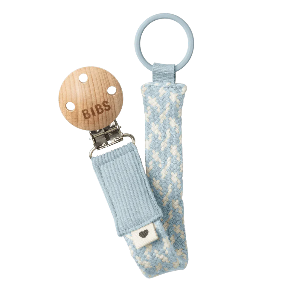 BIBS PACI BRAID - BABY BLUE / IVORY