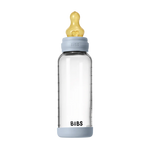 BIBS GLASS BABY BOTTLE COMPLETE SET LATEX - BABY BLUE